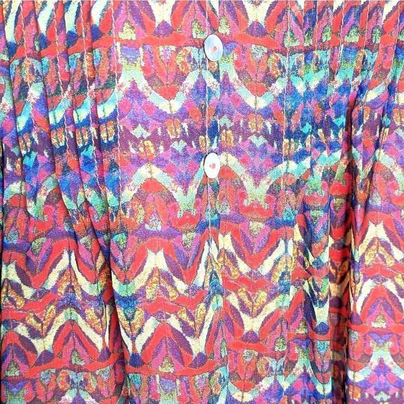 Rabbit Rabbit Rabbit Abstract Ombre Orange Red Pleated Shift Dress size 12 - Picture 12 of 15